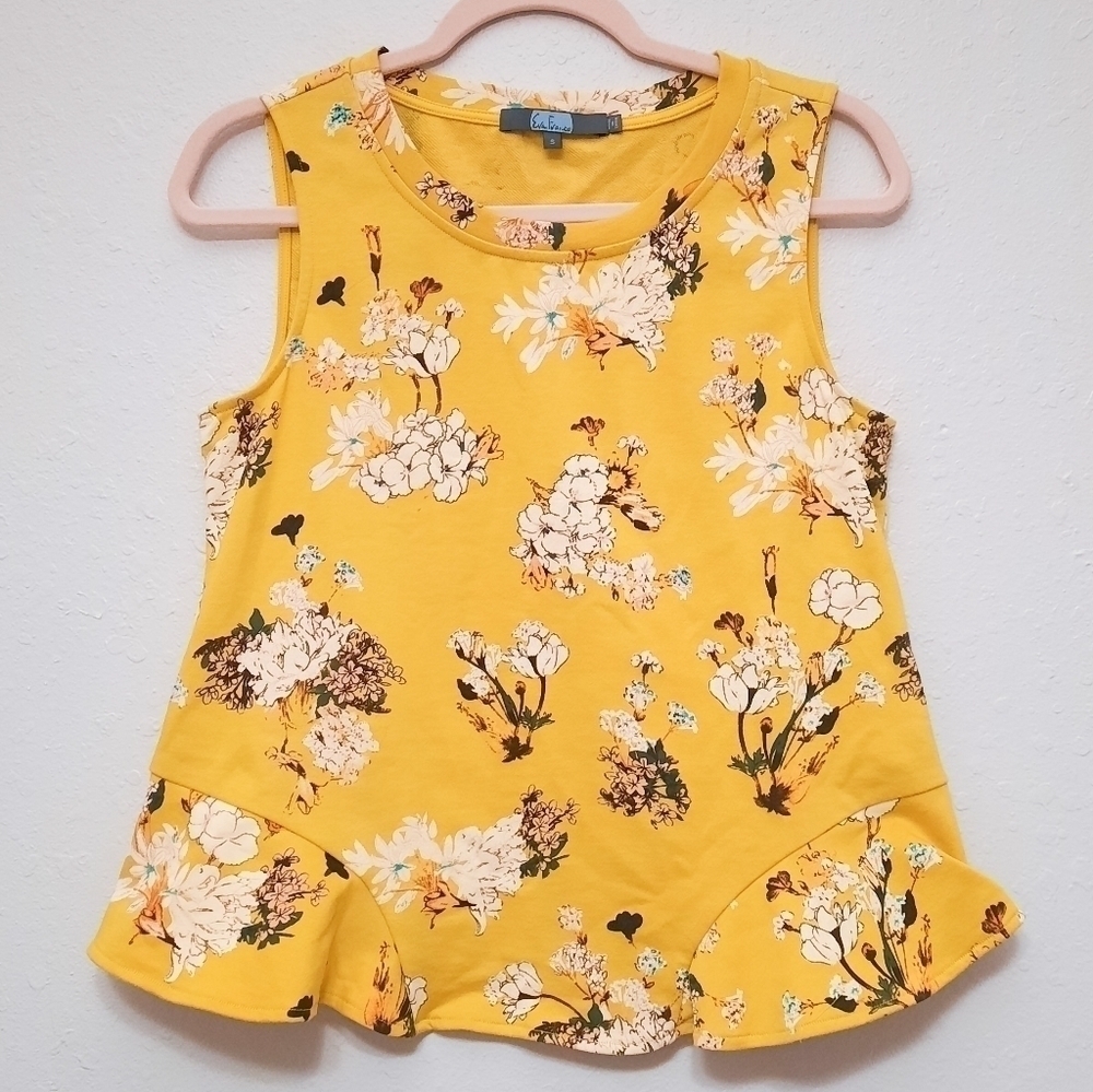 Anthropologie Eva Franco Yellow Floral Sleevless Blouse S